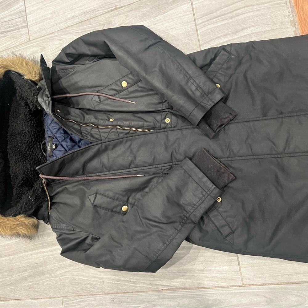 J. Crew Navy Quilted Jacket with Black Lining